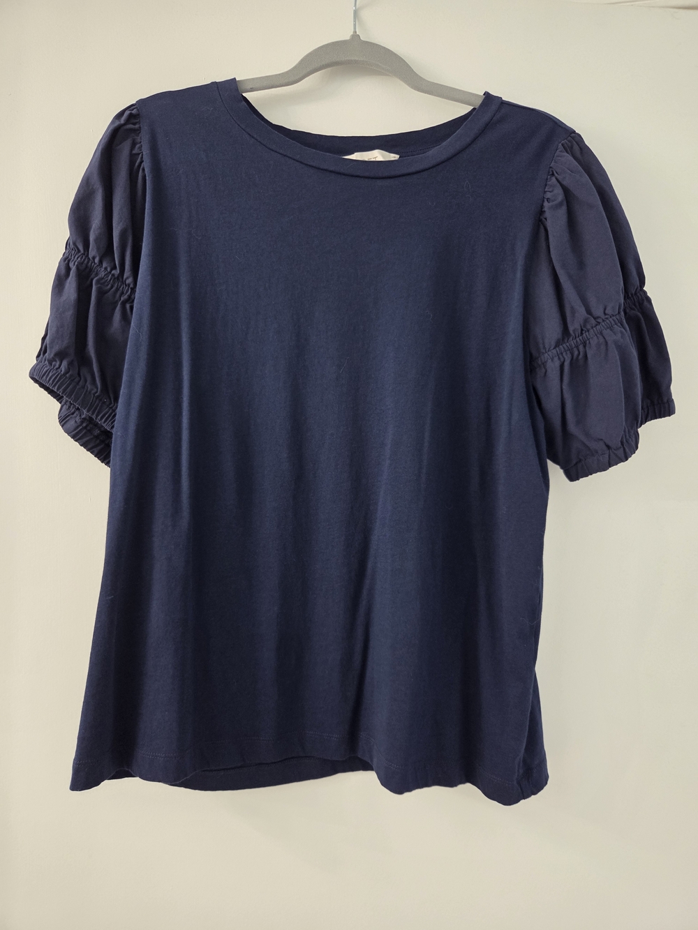 LOFT Navy Puff Sleeve Short Sleeve Tee